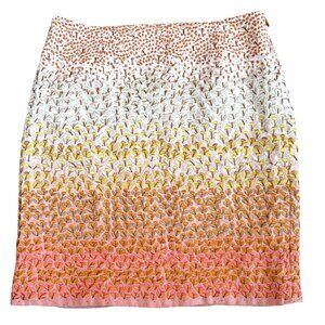 Anthropologie HD‎ in Paris Embroidered 100% Linen Skirt Lined Ombre Mini Size 2